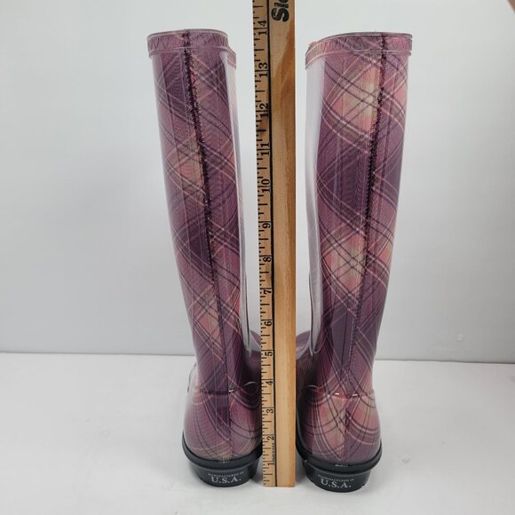 Chinook Women's Purple Plaid Rain Boots US Size 6 Made In USA NWOT - Picture 9 of 10